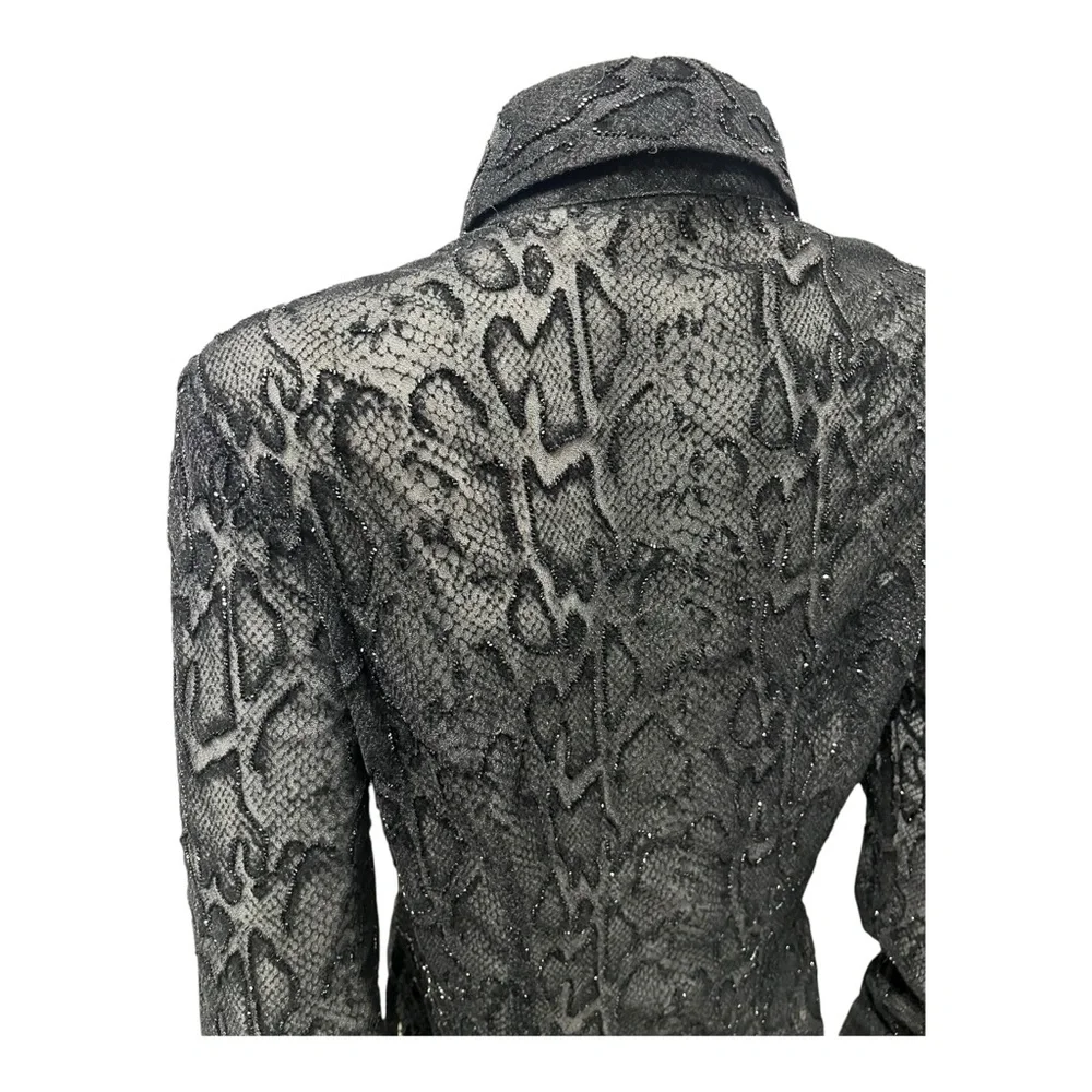 Carmen Marc Valvo Collection Black Shimmer Beaded Cocktail Party Shirt Top 8 - Picture 3 of 9
